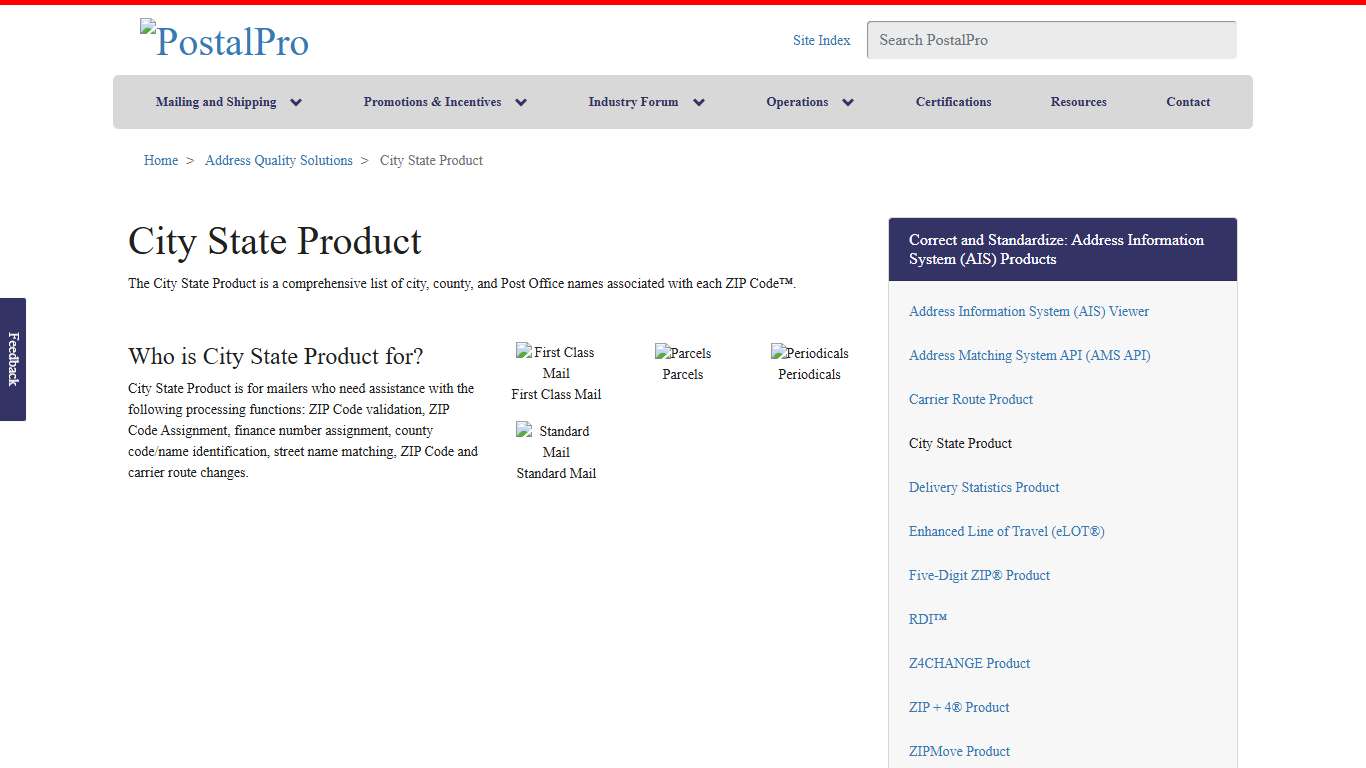 City State Product PostalPro