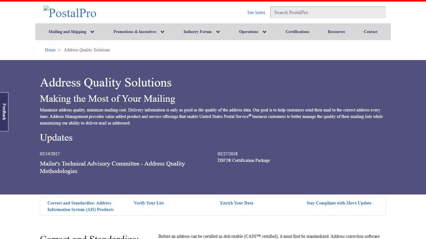 Address Quality Solutions PostalPro